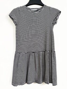 Girls Black and White Cotton Stripe Dress H&M Size 6/8 EXCELLENT CONDITION